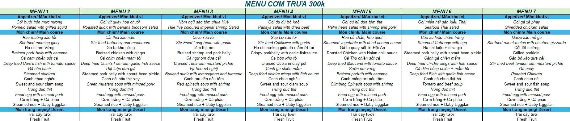 Menu 250k ăn tại Spice